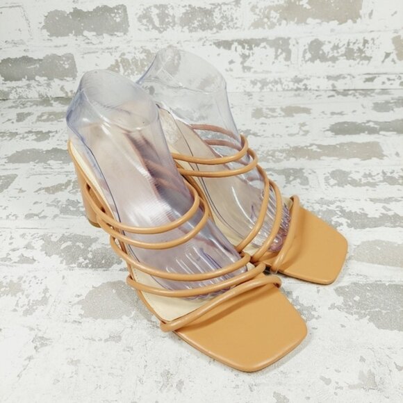 NEW Nine West Getcha 3 Heeled Brown Faux Leather Block Heel Summer Sandals D462 - Picture 4 of 14